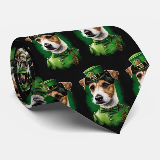 Jack Russell Dog in St. Patrick's Day Dress Krawatte (Gerollt)