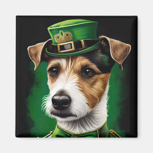 Jack Russell Dog in St. Patrick's Day Dress Magnet