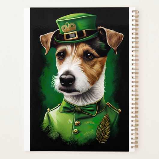 Jack Russell Dog in St. Patrick's Day Dress Planer (Rückseite)