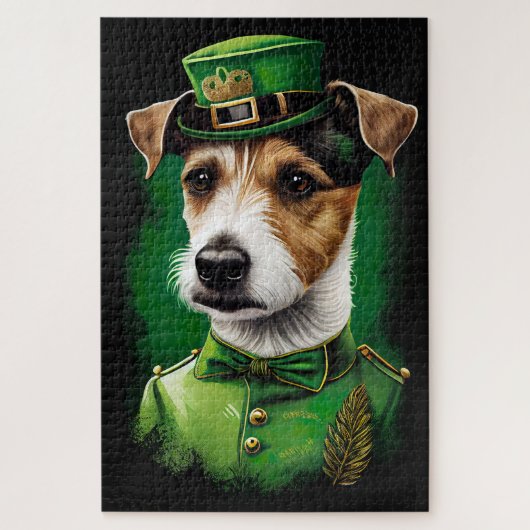 Jack Russell Dog in St. Patrick's Day Dress Puzzle (Vertikal)
