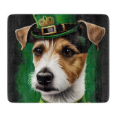 Jack Russell Dog in St. Patrick's Day Dress Schneidebrett (Vorderseite)