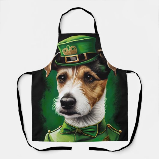 Jack Russell Dog in St. Patrick's Day Dress Schürze (Vorderseite)