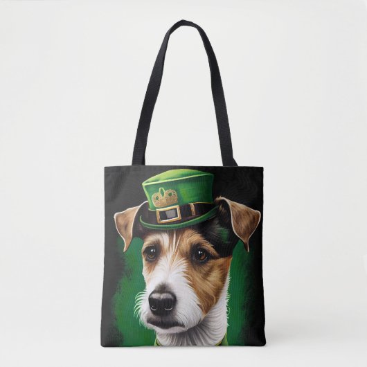 Jack Russell Dog in St. Patrick's Day Dress Tasche (Vorderseite)