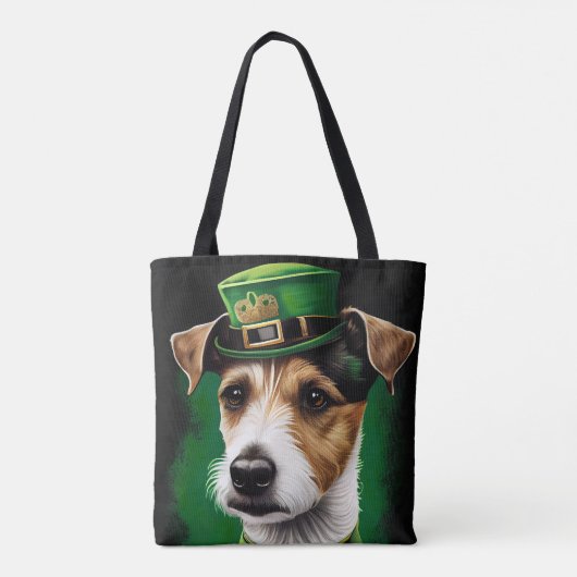 Jack Russell Dog in St. Patrick's Day Dress Tasche (Rückseite)