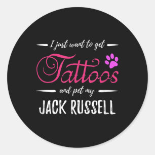 Jack Russell Dog Lover Tattoo Funny Dog Mama Gesch Runder Aufkleber