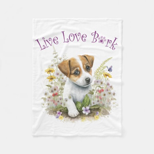 Jack Russell Dog Mama Floral Fleecedecke (Vorderseite)