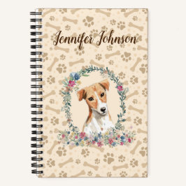 Jack Russell Dog Paw Print & Floral Niedlich Notizblock