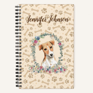 Jack Russell Dog Paw Print & Floral Niedlich Notizblock
