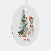Jack Russell Dog Personalisierte Weihnachtsfeier Ornament Aus Metall (Vorderseite Rechts)