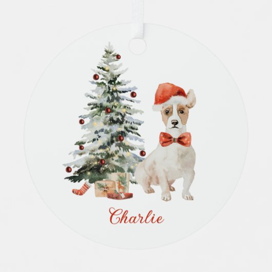 Jack Russell Dog Personalisierte Weihnachtsfeier Ornament Aus Metall (Vorderseite)