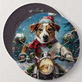 Jack Russell Dog Riding Motorrad Weihnachten Button (Vorne & Hinten)