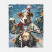 Jack Russell Dog Riding Motorrad Weihnachten Fleecedecke (Vorderseite)
