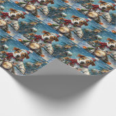 Jack Russell Dog Riding Motorrad Weihnachten Geschenkpapier (Ecke)