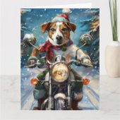 Jack Russell Dog Riding Motorrad Weihnachten Karte (Vorderseite)