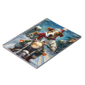 Jack Russell Dog Riding Motorrad Weihnachten Notizblock (Linke Seite)