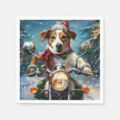 Jack Russell Dog Riding Motorrad Weihnachten Serviette (Vorderseite)