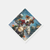 Jack Russell Dog Riding Motorrad Weihnachten Serviette (Ecke)