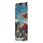 Jack Russell Dog Riding Motorrad Weihnachten Thermosbecher (Nach links gedreht)