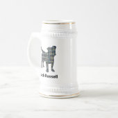 Jack Russell Dog Silhouette Gelb & Schwarz Grid Bierglas (Vorderseite Links)