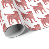 Jack Russell Dog Silhouette Weihnachtsweiße Geschenkpapier (Rolleneckpunkt)