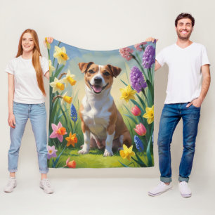 Jack Russell Dog Spring Flowers Malerei Fleecedecke