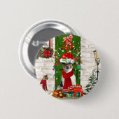 Jack Russell Dog Weihnachten Button (Vorne & Hinten)
