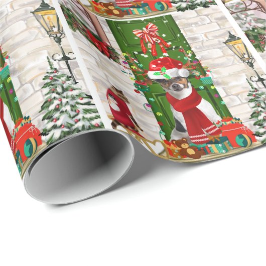 Jack Russell Dog Weihnachten Geschenkpapier (Rolleneckpunkt)