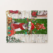 Jack Russell Dog Weihnachten Puzzle (Horizontal)