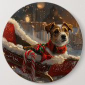 Jack Russell Dog Weihnachtsfest Button (Vorderseite)