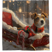 Jack Russell Dog Weihnachtsfest Duschvorhang (Vorderseite)