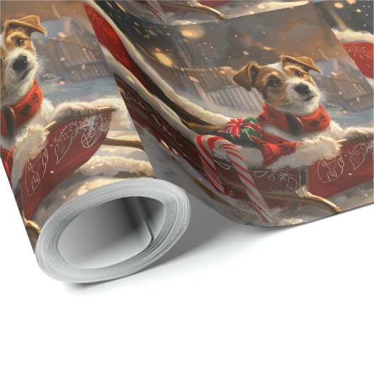 Jack Russell Dog Weihnachtsfest Geschenkpapier (Rolleneckpunkt)