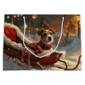 Jack Russell Dog Weihnachtsfest Große Geschenktüte (Vorderseite)
