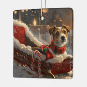 Jack Russell Dog Weihnachtsfest Keramikornament (Links)