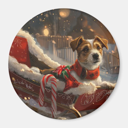 Jack Russell Dog Weihnachtsfest Magnet (Vorne)
