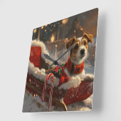 Jack Russell Dog Weihnachtsfest Quadratische Wanduhr (Winkel)
