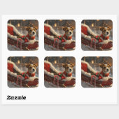 Jack Russell Dog Weihnachtsfest Quadratischer Aufkleber (Blatt)