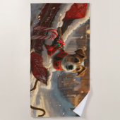 Jack Russell Dog Weihnachtsfest Strandtuch (Vorderseite)