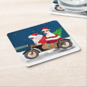 Jack Russell Dog Weihnachtsmann Claus Rechteckiger Pappuntersetzer (angewinkelt)