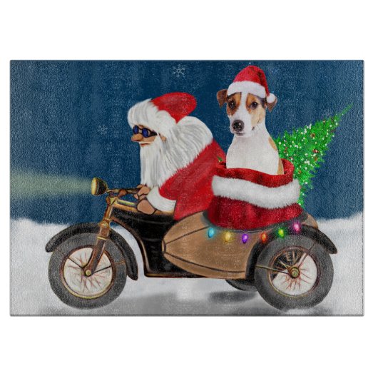 Jack Russell Dog Weihnachtsmann Claus Schneidebrett (Vorderseite)