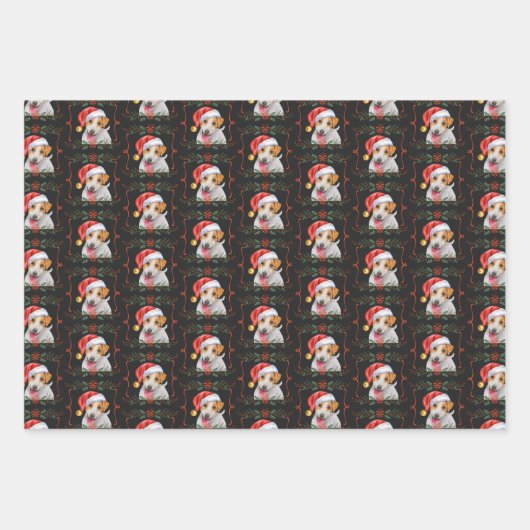 Jack Russell Dog Weihnachtswrapping Paper Sheets Geschenkpapier Set (Vorderseite 3)