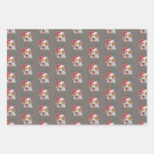 Jack Russell Dog Weihnachtswrapping Paper Sheets Geschenkpapier Set (Vorderseite 2)