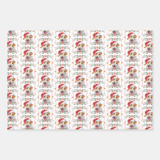 Jack Russell Dog Weihnachtswrapping Paper Sheets Geschenkpapier Set (Vorderseite)