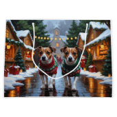 Jack Russell Dogs Christmas Snow Holiday Große Geschenktüte (Vorderseite)