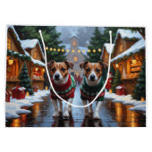 Jack Russell Dogs Christmas Snow Holiday Große Geschenktüte (Rückseite)