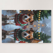 Jack Russell Dogs Christmas Snow Holiday Puzzle (Horizontal)
