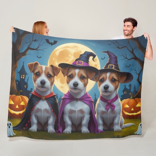 Jack Russell Dogs Pumpkin Halloween Funny Fleecedecke (Beispiel)