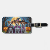 Jack Russell Dogs Pumpkin Halloween Funny Gepäckanhänger (Vorderseite horizontal)