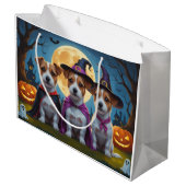 Jack Russell Dogs Pumpkin Halloween Funny Große Geschenktüte (Rückseite Schrägansicht)