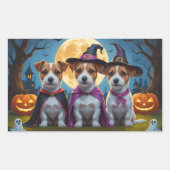 Jack Russell Dogs Pumpkin Halloween Funny Rechteckiger Aufkleber (Vorderseite)