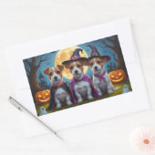 Jack Russell Dogs Pumpkin Halloween Funny Rechteckiger Aufkleber (Umschlag)